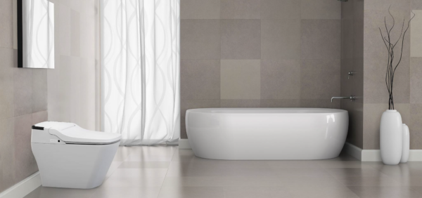 תיאור חדר האמבטיה ושירותים עם מושב  אסלה מתקדם דגם VOVO